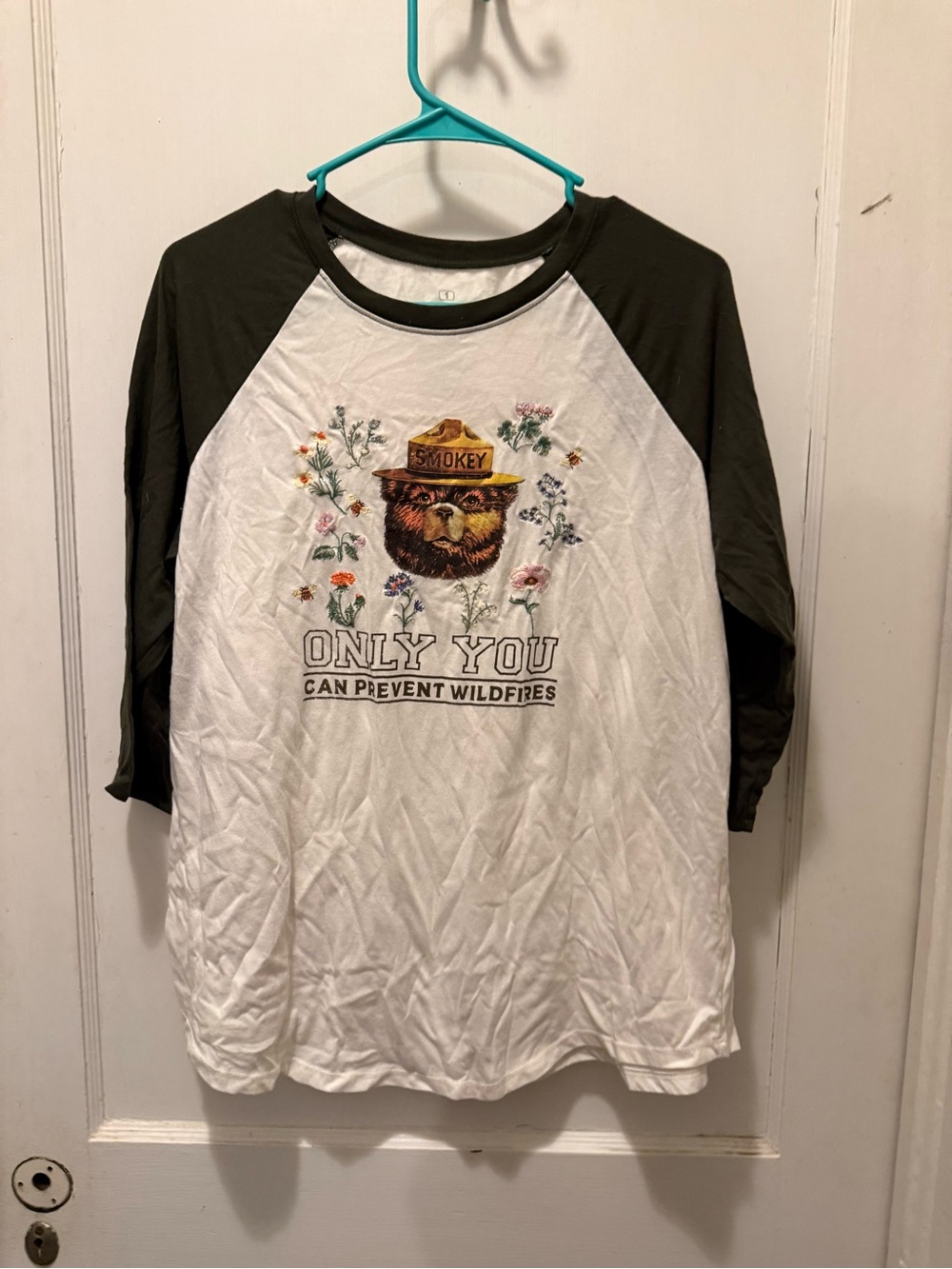 torrid Smokey Bear Raglan Tee - White and Dark Green